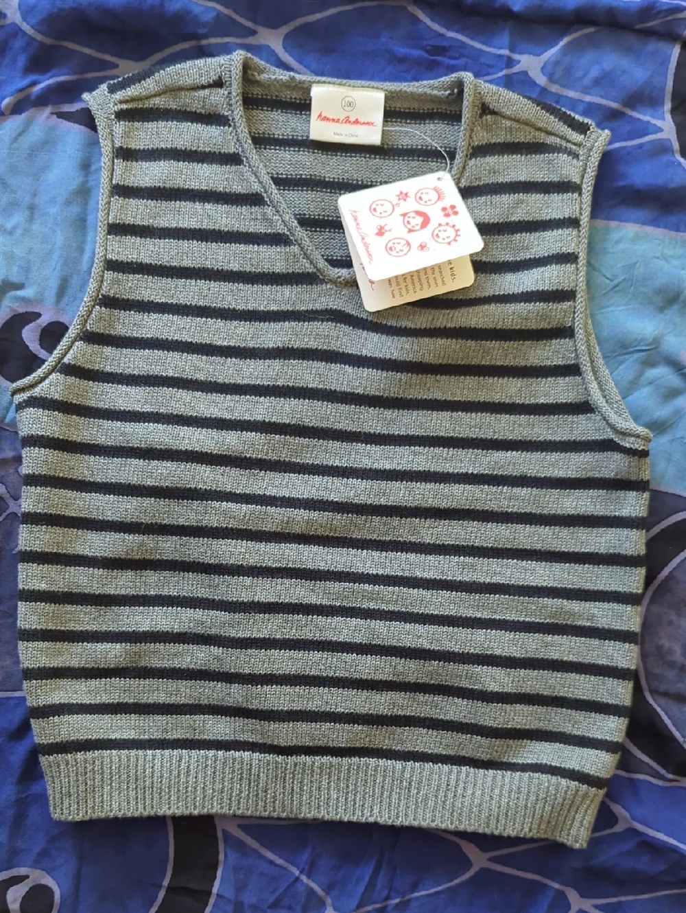 Hanna Andersson New Charcoal Grey & Black Cotton Sweater Vest Sz 100 4